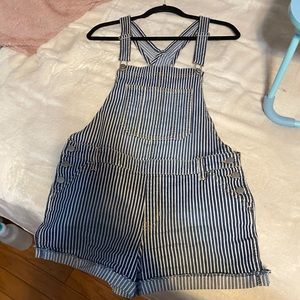 Striped Overall Shorts